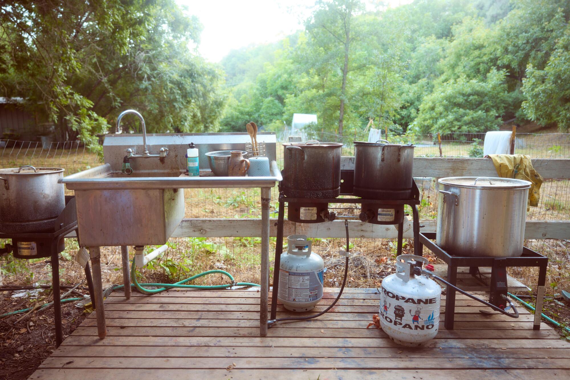 A tie-dye workstation.