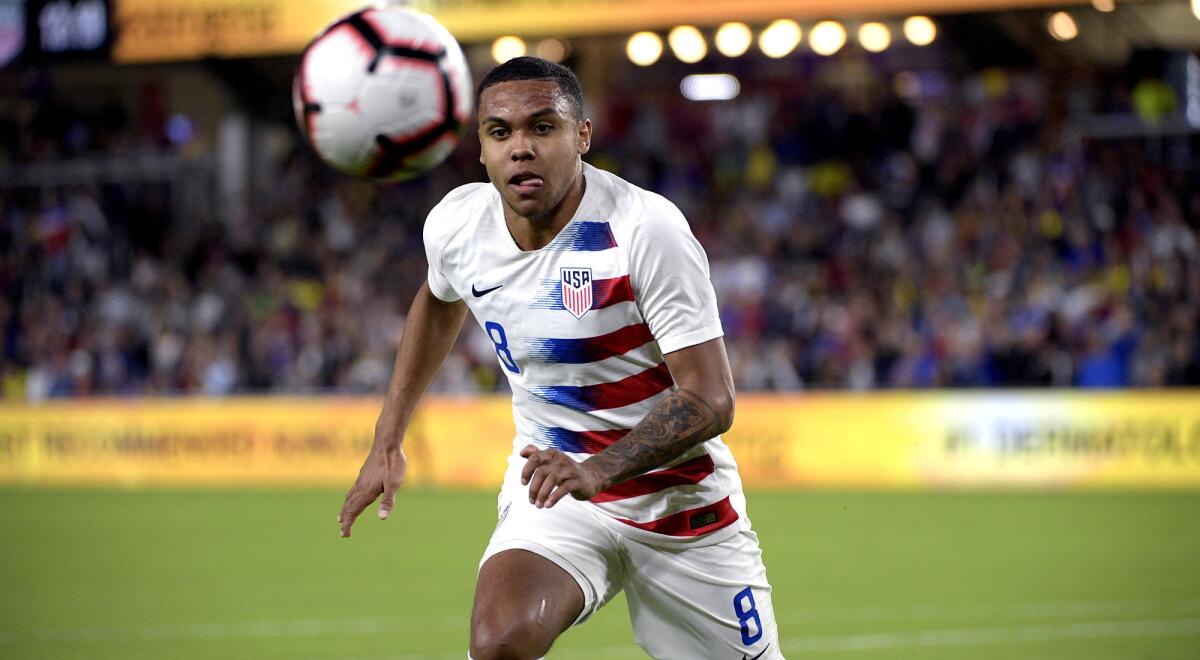 U.S. midfielder Weston McKennie chases down a ball during the Americans' 1-0 win against Ecuador on Thursday night in Orlando.