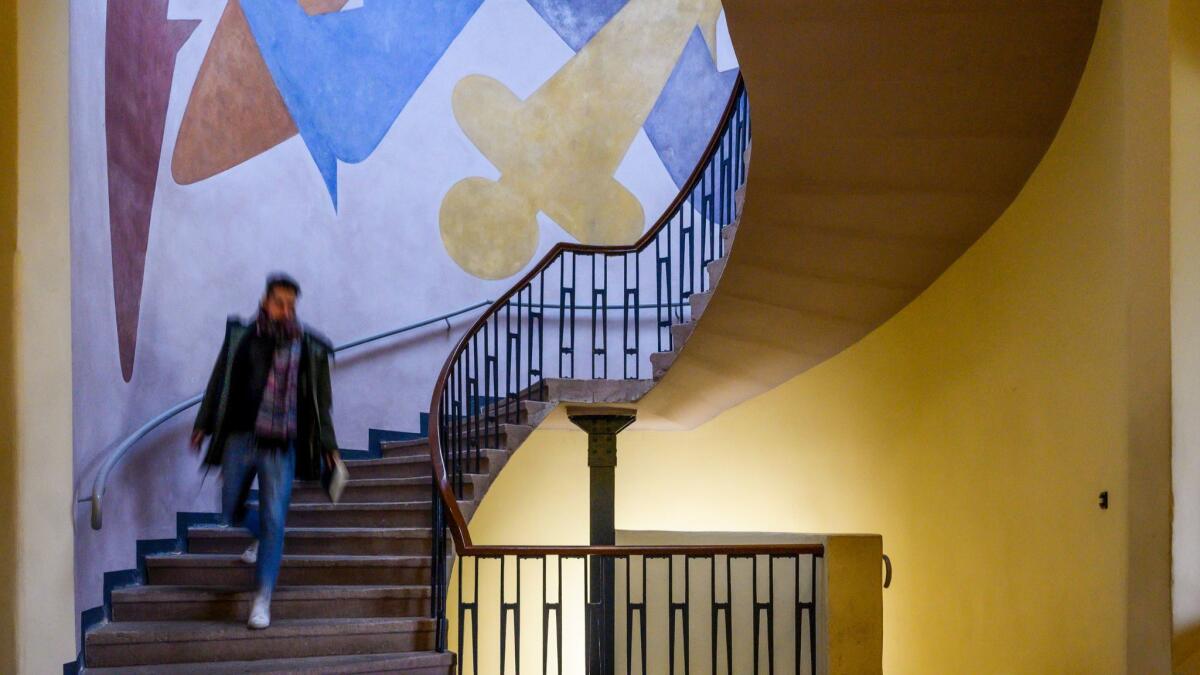 Inside one of the original Bauhaus University buildings in Weimar, eastern Germany.