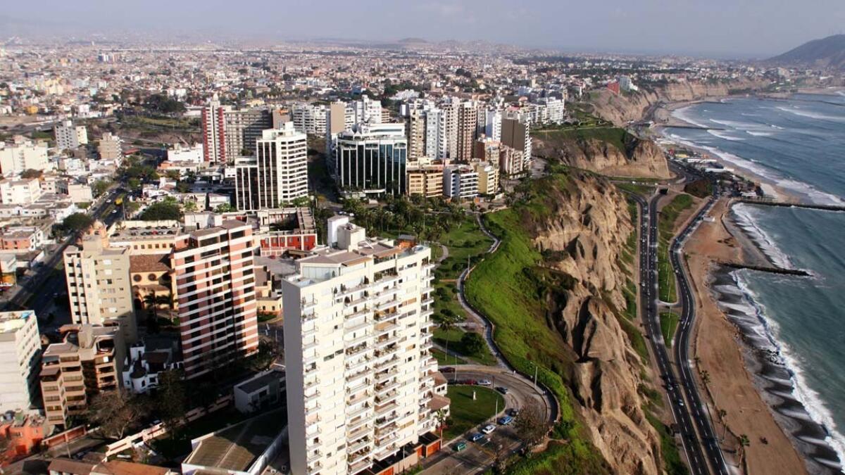 The upscale Miraflores district of Lima, Peru.