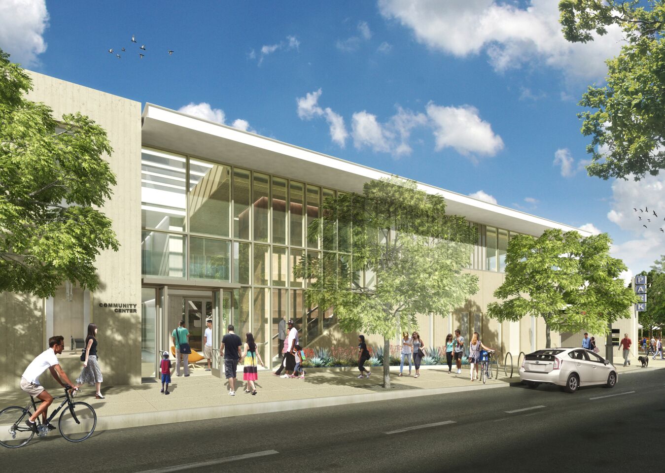 Downtown's first community center will be a 14,200 square-foot, two-story building with a half basketball court, demonstration kitchen and staff offices for the city's parks and recreation department.