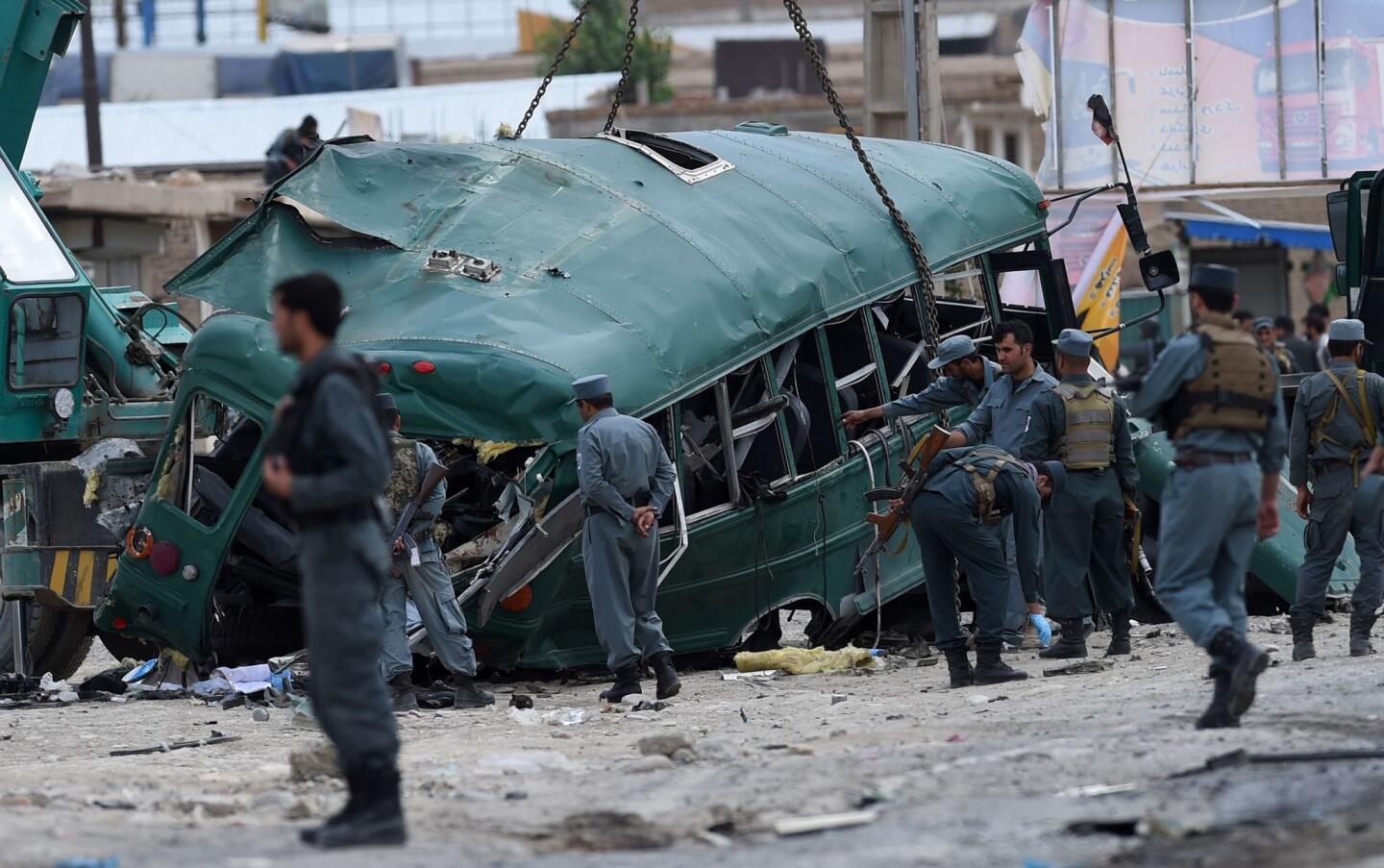 Taliban suicide bombers attack buses filled with police cadets in Kabul