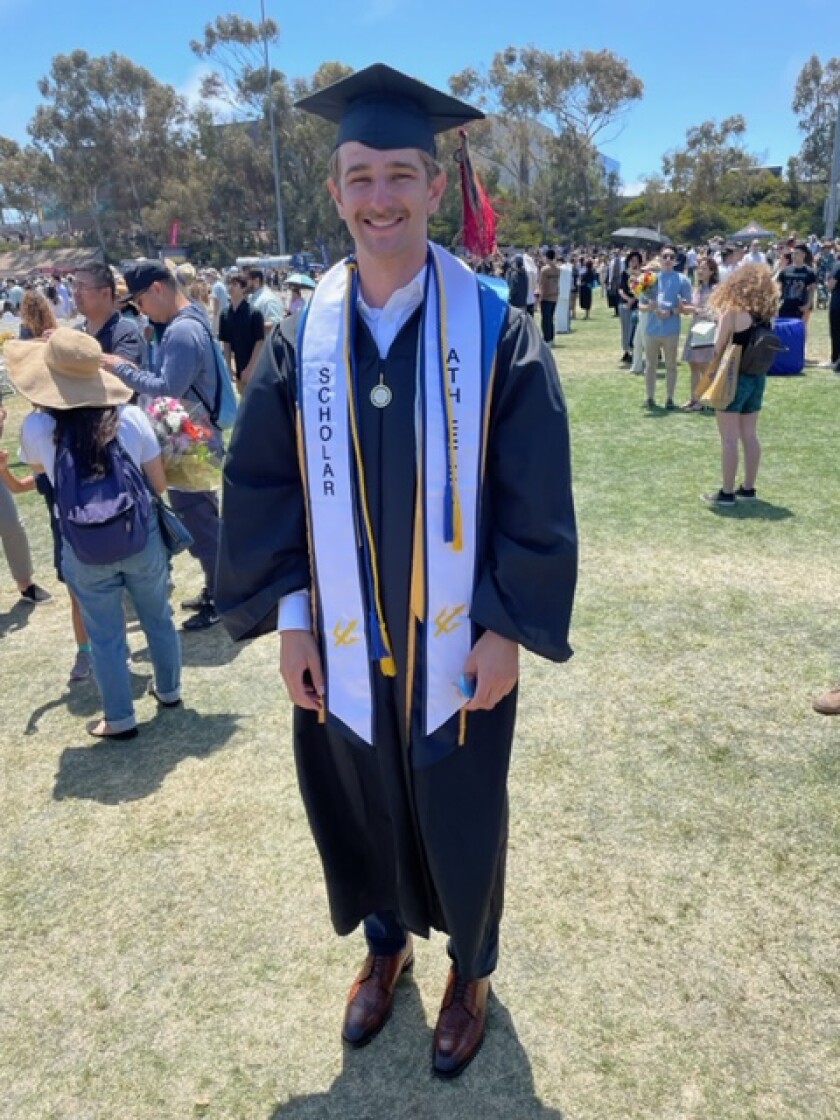 Berkeley Miesfeld, one of the top students during his La Jolla High School days, has repeated that success at UC San Diego.