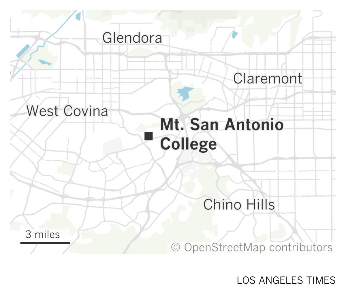 A map showing the location of Mt. San Antonio College