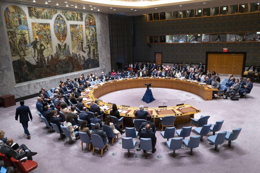 The United Nations Security Council meets on the situation in Ukraine, Thursday, Sept. 22, 2022 at United Nations headquarters. (AP Photo/Craig Ruttle)