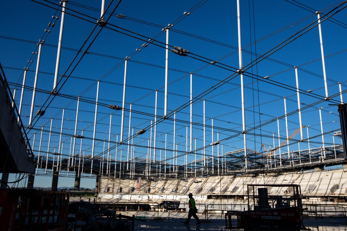 The under construction SoFi Stadium.