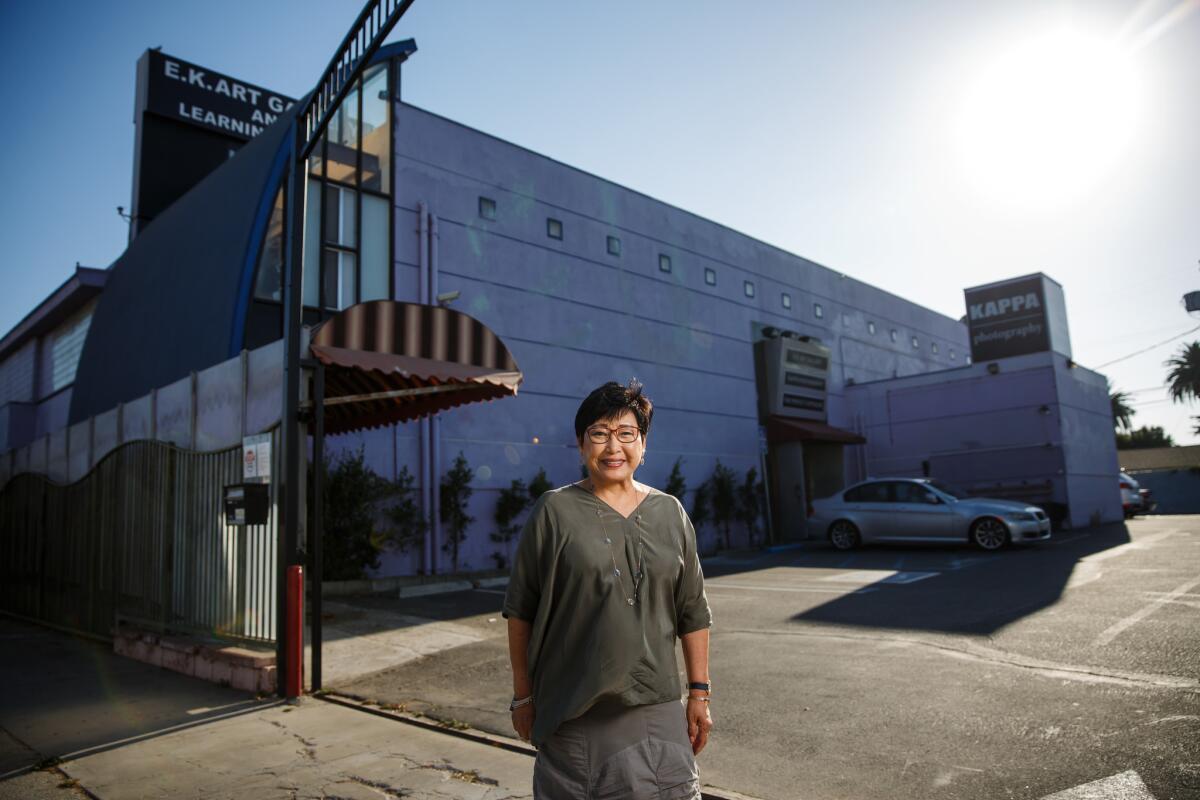 Eunice Kim, a Korean immigrant and fashion entrepreneur, hopes to turn Dooballo, a vacant two-story structure on Crenshaw Boulevard that once housed an infamous karaoke and "adult entertainment" establishment for Koreans, into an arts and cultural center.