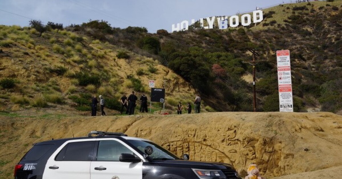 Six arrested after Hollywood sign changed to ‘HOLLYBOOB’