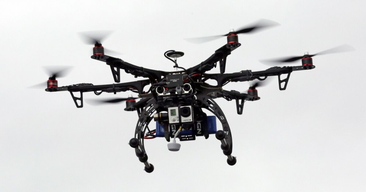 A drone is demonstrated in Brigham City, Utah, on Feb. 13, 2014.