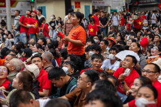 Crowds of attendees at the April 30th military parade in Ho Chi Minh City