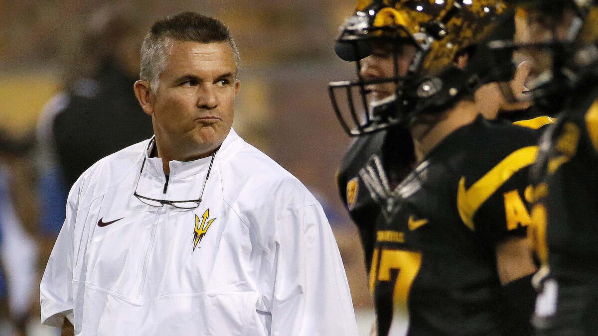 Arizona State Coach Todd Graham looks on before the Sun Devils' game against UCLA on Thursday.