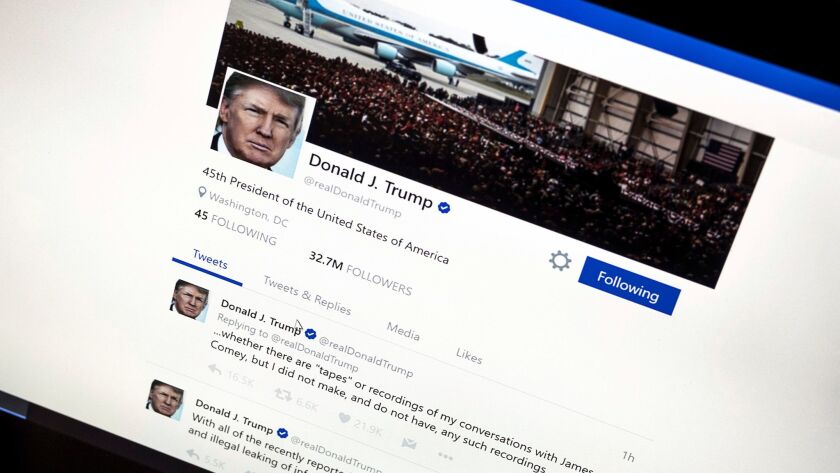 President Donald Trump's Twitter page on June 22.