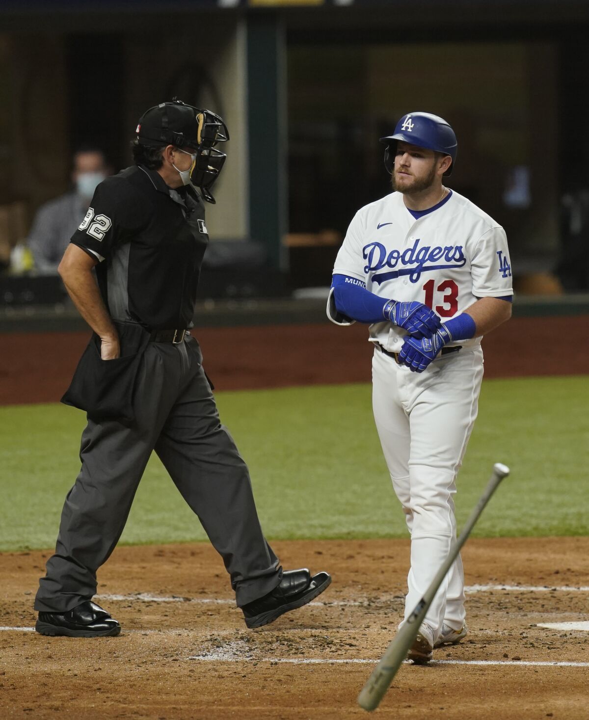 Dodgers first baseman Max Muncy reacts after striking out during the first inning in Game 7.