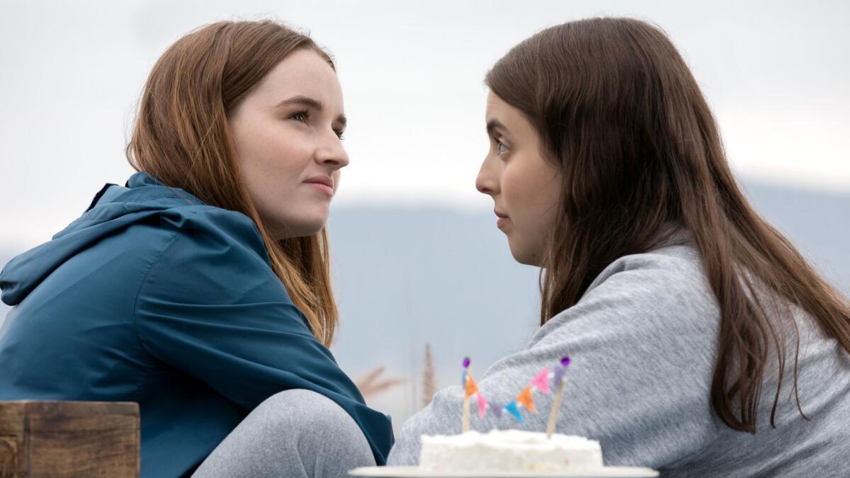 Kaitlyn Dever, left, and Beanie Feldstein in "Booksmart."