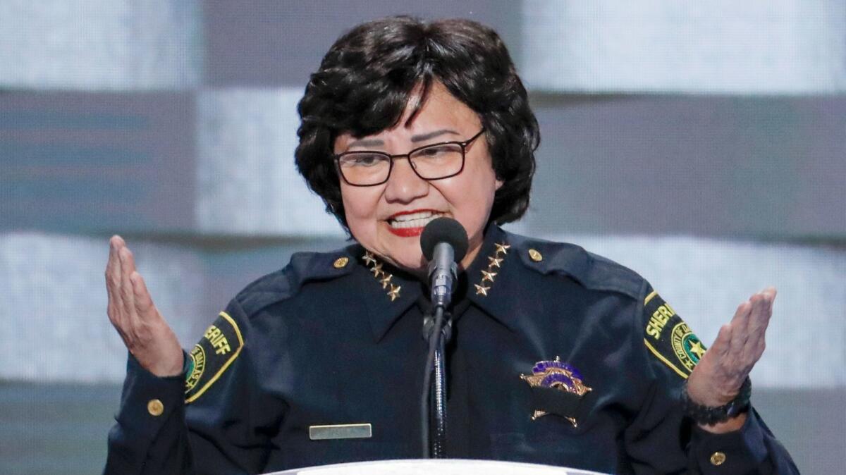 Valdez speaks at the Democratic National Convention in Philadelphia in 2016.