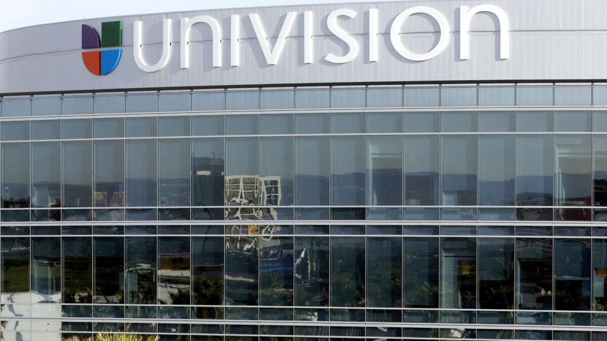 Univision Communications Inc.'s KMEX-TV Channel 34, the Spanish-language station leader, remained the No. 2 outlet in Los Angeles for the two evening newscasts.
