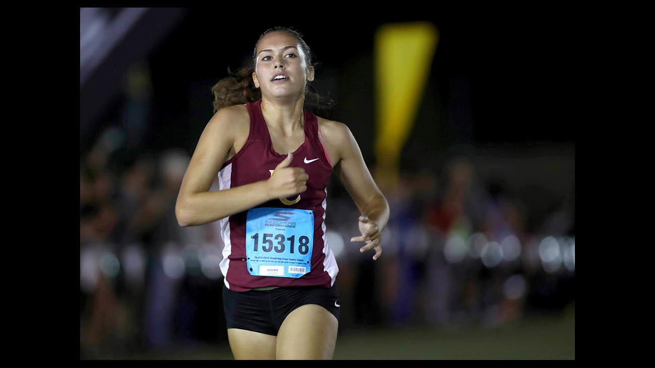 La Canada High School cross country runner Adena DiPaolo ran the girls rated race in the 38th annual Woodbridge Cross Country Classic, at SilverLakes Sports Park in Corona on Saturday, Sept. 15, 2018.