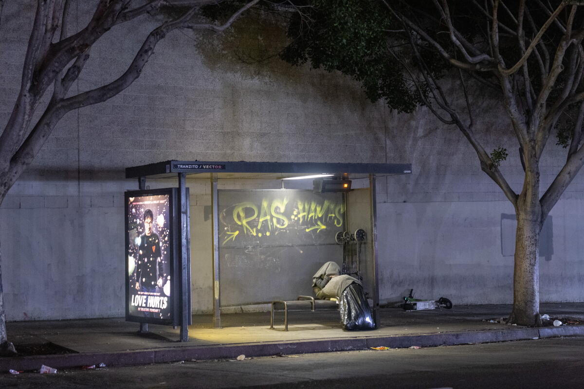 Homeless Bus Stop Homeless deaths in L.A. County are leveling off - Los Angeles Times