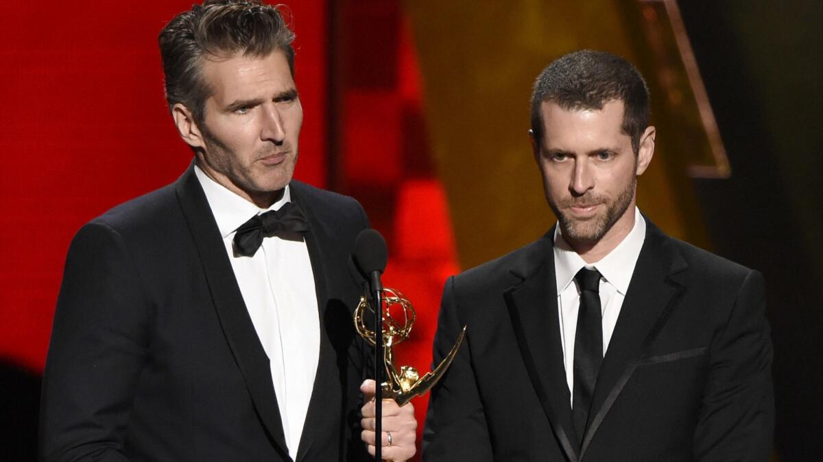 David Benioff, left, and D.B. Weiss are no longer attached to the next "Star Wars" trilogy.