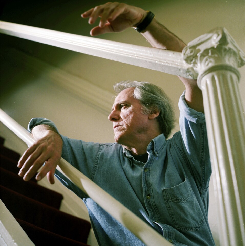 In his second novel, "End Zone," Don DeLillo, above, focuses his literary attentions on football. " 'End Zone' is the kind of novel Evelyn Waugh would have written had be been 6-foot-2, weighed 196 without shoulder padding and had already fumbled football scholarships at Syracuse, Miami, Pennsylvania, East Lansing," wrote Los Angeles Times reviewer Nelson Algren. "DeLillo's wit is so surgical you don't even know an artery has been severed. You don't laugh until you see you're bleeding."