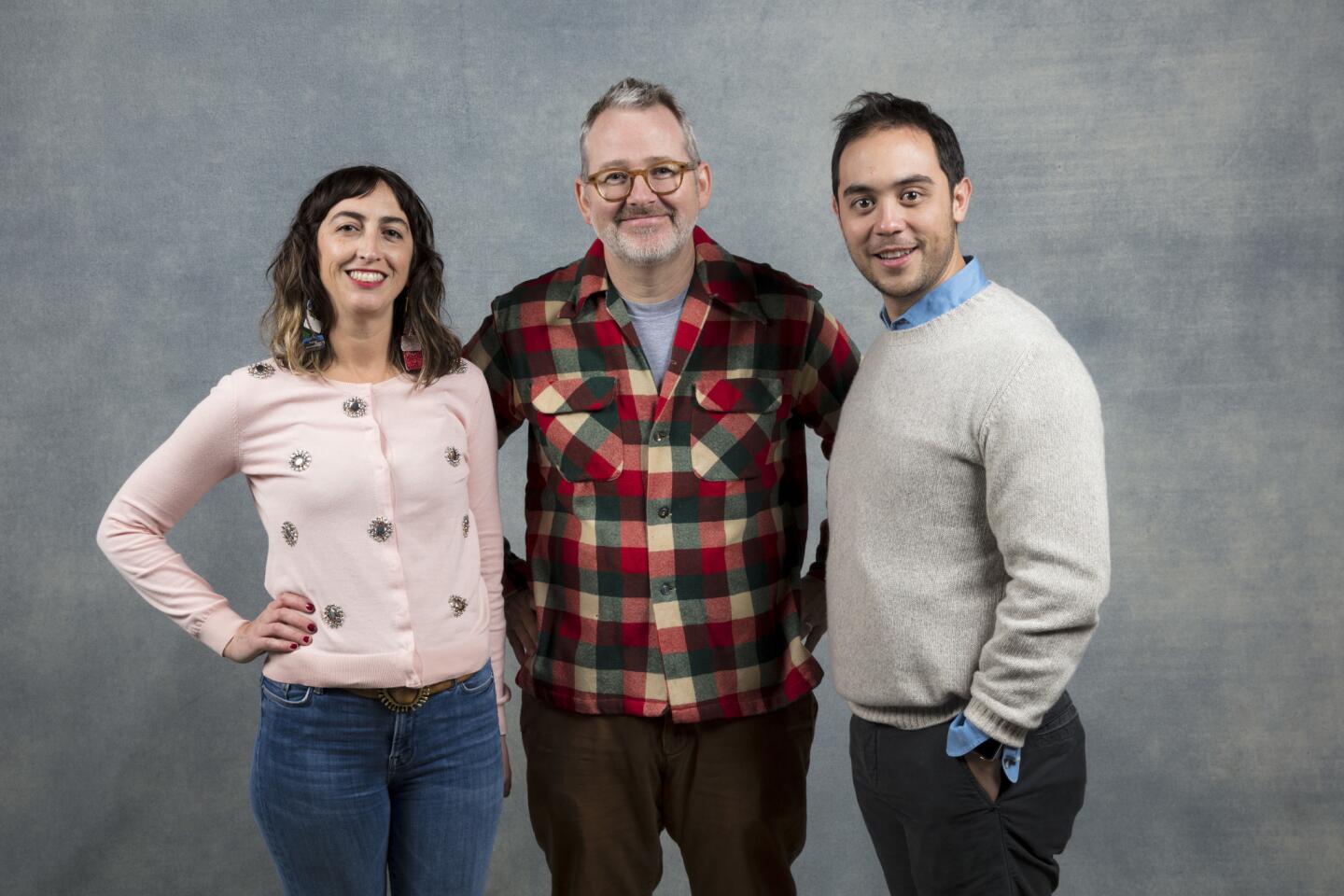 Producer Caryn Capotosto, director Morgan Neville, and producer Nicholas Ma, from the film, "Won't You Be My Neighbor?," photographed in the L.A. Times Studio at Chase Sapphire on Main, during the Sundance Film Festival in Park City, Utah, Jan. 21, 2018.