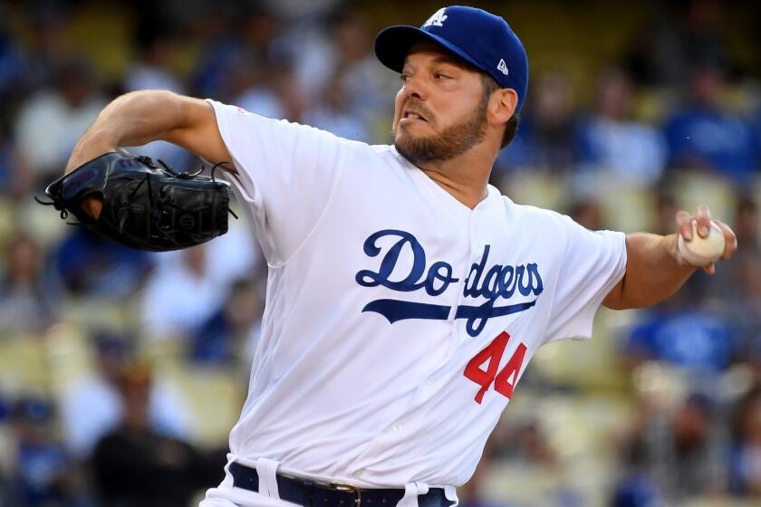 LOS ANGELES, CA - JUNE 19: Rich Hill #44 of the Los Angeles Dodgers pitches in the first inning of the game against the San Francisco Giants at Dodger Stadium on June 19, 2019 in Los Angeles, California. (Photo by Jayne Kamin-Oncea/Getty Images) ** OUTS - ELSENT, FPG, CM - OUTS * NM, PH, VA if sourced by CT, LA or MoD **
