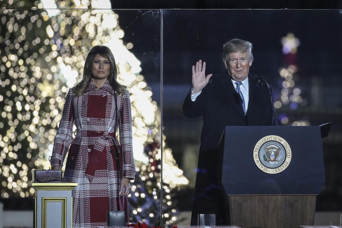 President Trump and First Lady Melania Trump attend the National Christmas Tree lighting ceremony