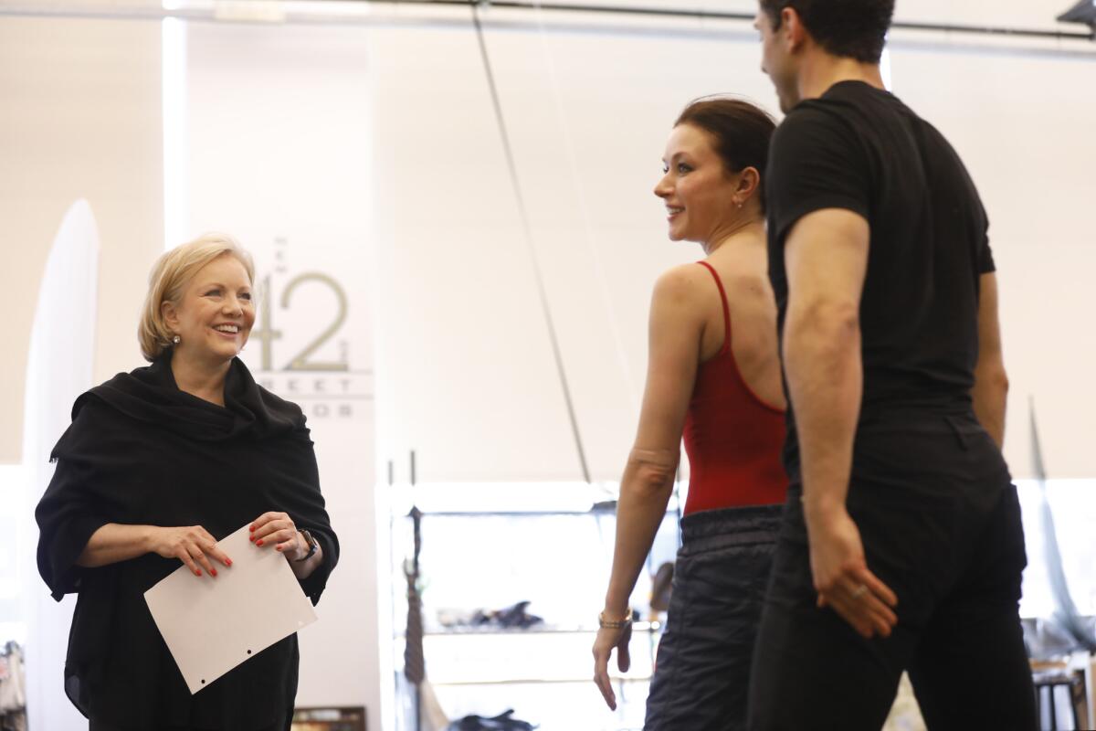 Choreographer and director Stroman rehearses "Beast in the Jungle" with stars Irina Dvorovenko and Tony Yazbeck.