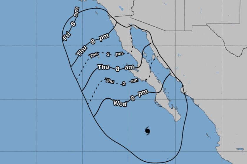 Hurricane Kay will be off central Baja California on Thursday and northern Baja on Friday.