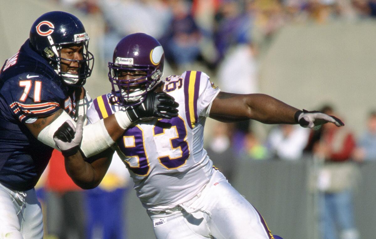 Minnesota Vikings defensive tackle John Randle played 14 NFL seasons and was inducted into the Pro Football Hall of Fame in 2010.
