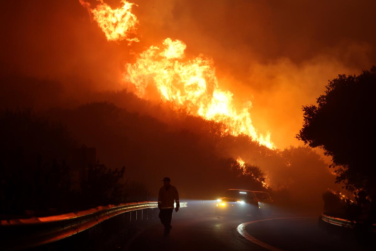 Orange County, California September 10, 2024-The Airport Fire burns along Ortega Highway in the Sant