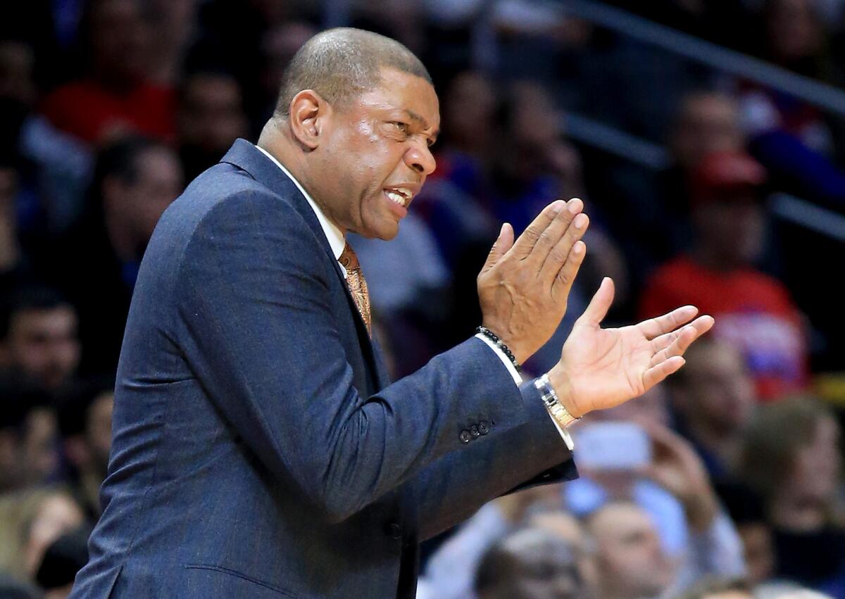 Doc Rivers coaches the Clippers against the Indiana Pacers at Staples Center last December.