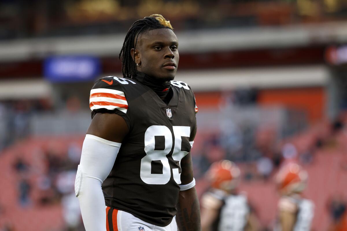 Browns place franchise tag on tight end David Njoku - The San