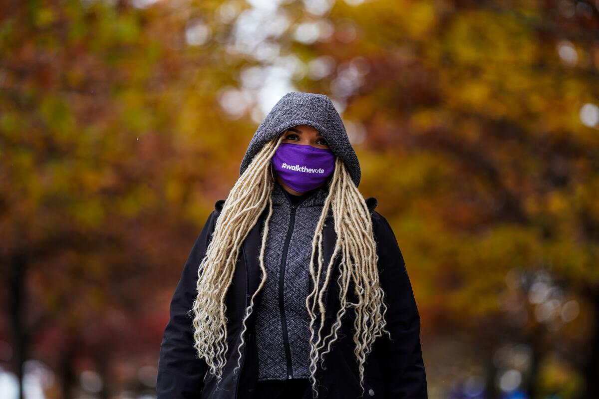 LaToyua Hart, 35, a Walk the Vote volunteer, pauses before the event.