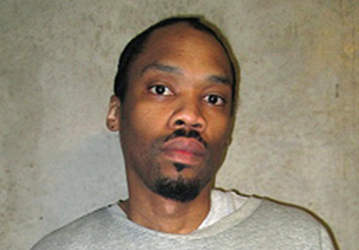 FILE - This Feb. 5, 2018, file photo provided by the Oklahoma Department of Corrections shows Julius Jones. A federal appeals court has rejected the appeal of four Oklahoma death row inmates scheduled for execution during the next three months, including one next week. The 10th U.S. Circuit Court of Appeals on Friday, Nov. 12, 2021, denied the appeal by Jones, Wade Lay, Donald Grant and Gilbert Postelle. Jones' execution is scheduled for Nov. 18, but Gov. Kevin Stitt is considering a state Pardon and Parole Board recommendation that the sentence be commuted to life in prison. (Oklahoma Department of Corrections via AP, File)