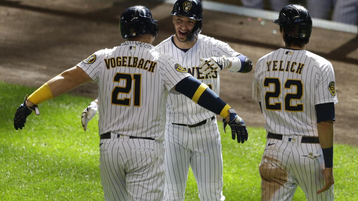 Vogelbach belts two homers as Brewers down Royals 5-3