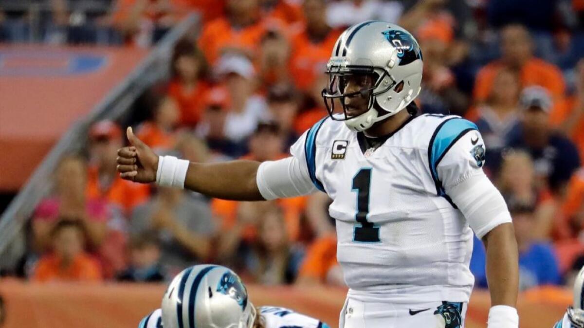 Panthers quarterback Cam Newton is completing 57% of his passes.