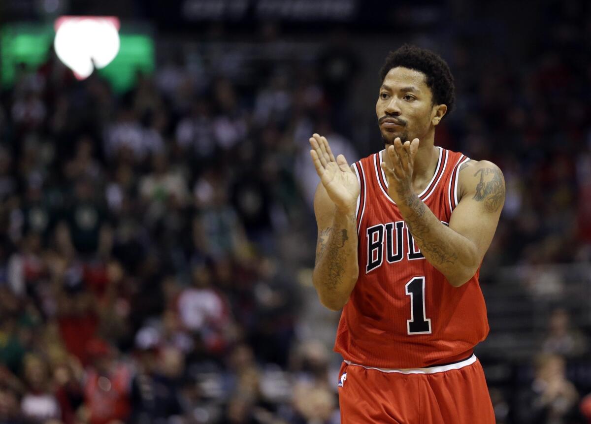 Chicago Bulls star Derrick Rose, shown in an April 23, 2015, game in Milwaukee, is accused in a lawsuit of drugging and raping a woman in Los Angeles in 2013.