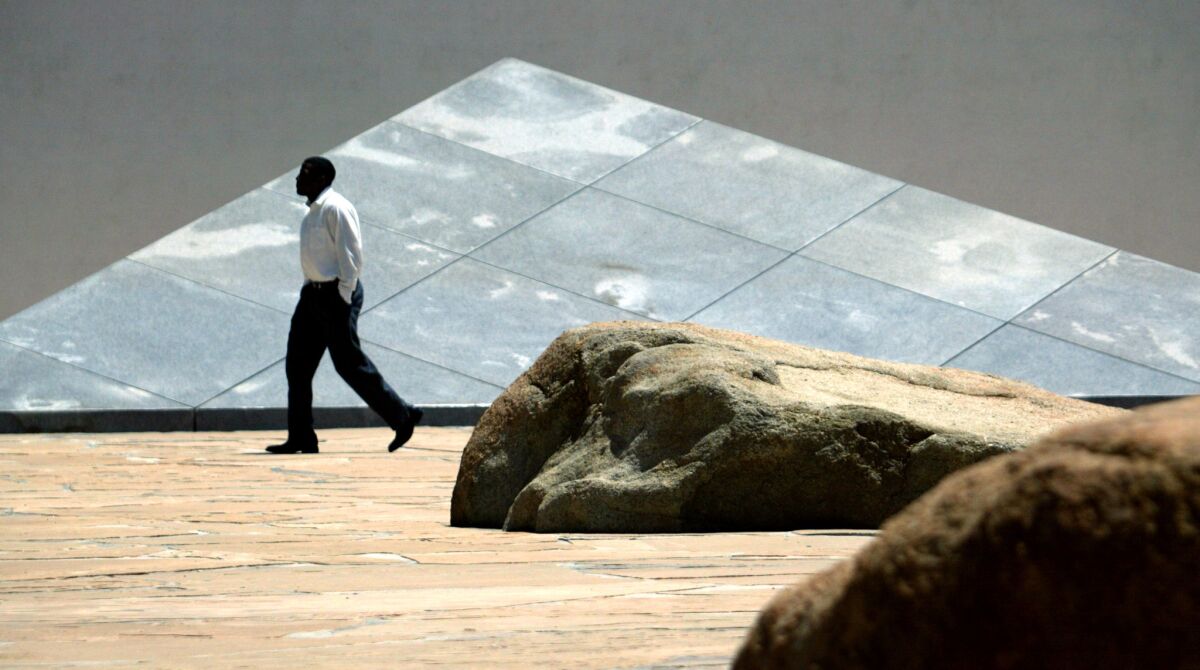Isamu Noguchi's famous stone sculpture garden in Costa Mesa. (Karen Tapia-Andersen / Los Angeles Times)