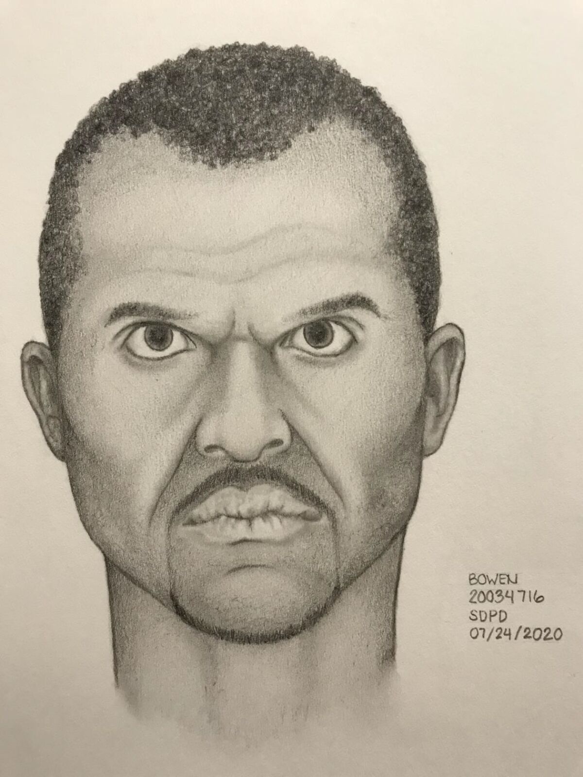 Investigators say this sketch depicts the man who strangled and stabbed another man July 11 at Emerald Hills Park.