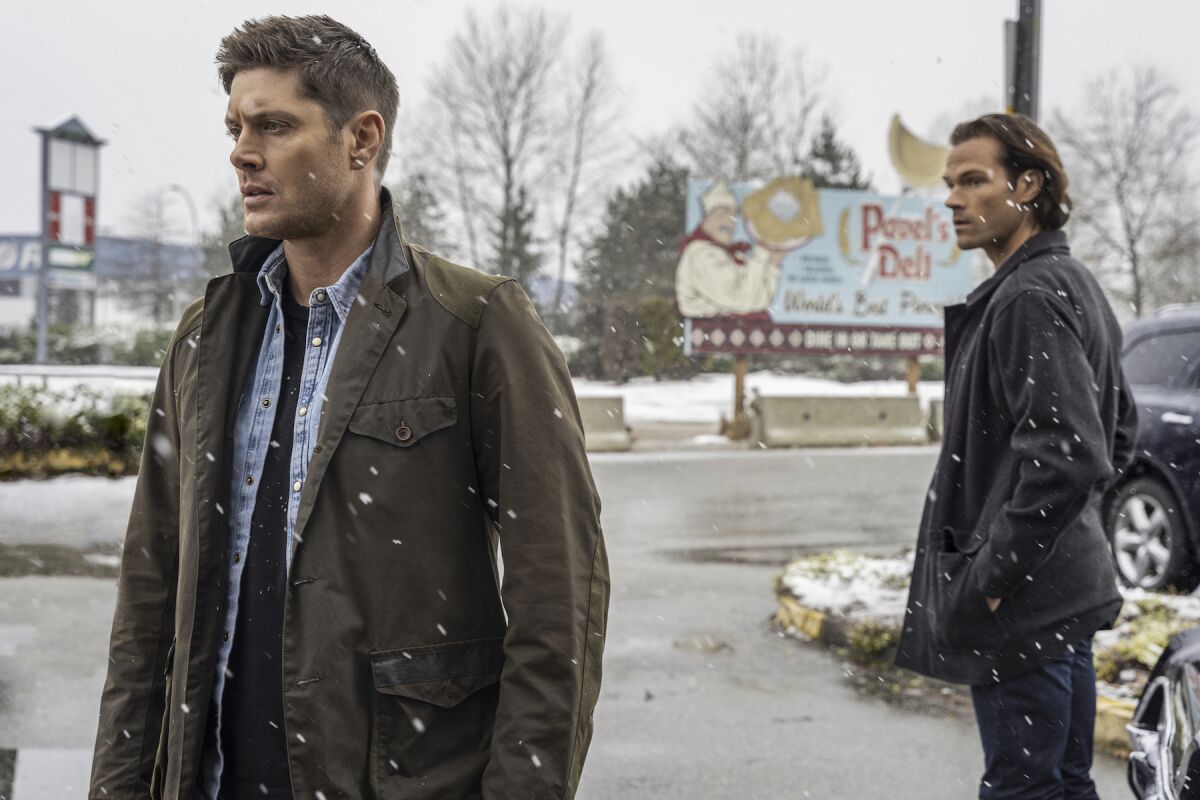 Jensen Ackles as Dean and Jared Padalecki as Sam in the "Gimmie Shelter" episode of "Supernatural."
