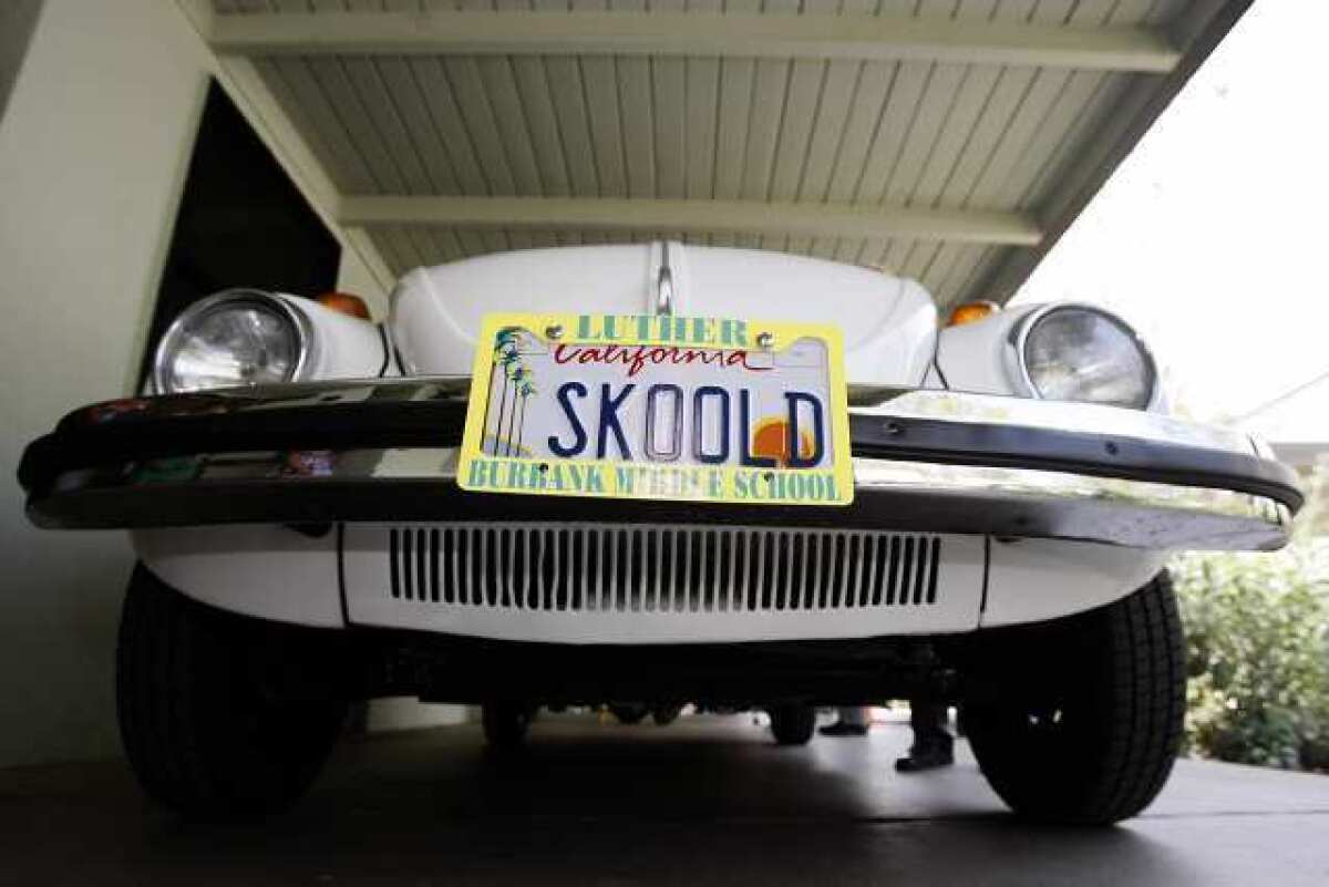 The Luther Mobile, a student science class restoration project, even has personalized plates, at Luther Burbank Middle School in Burbank.