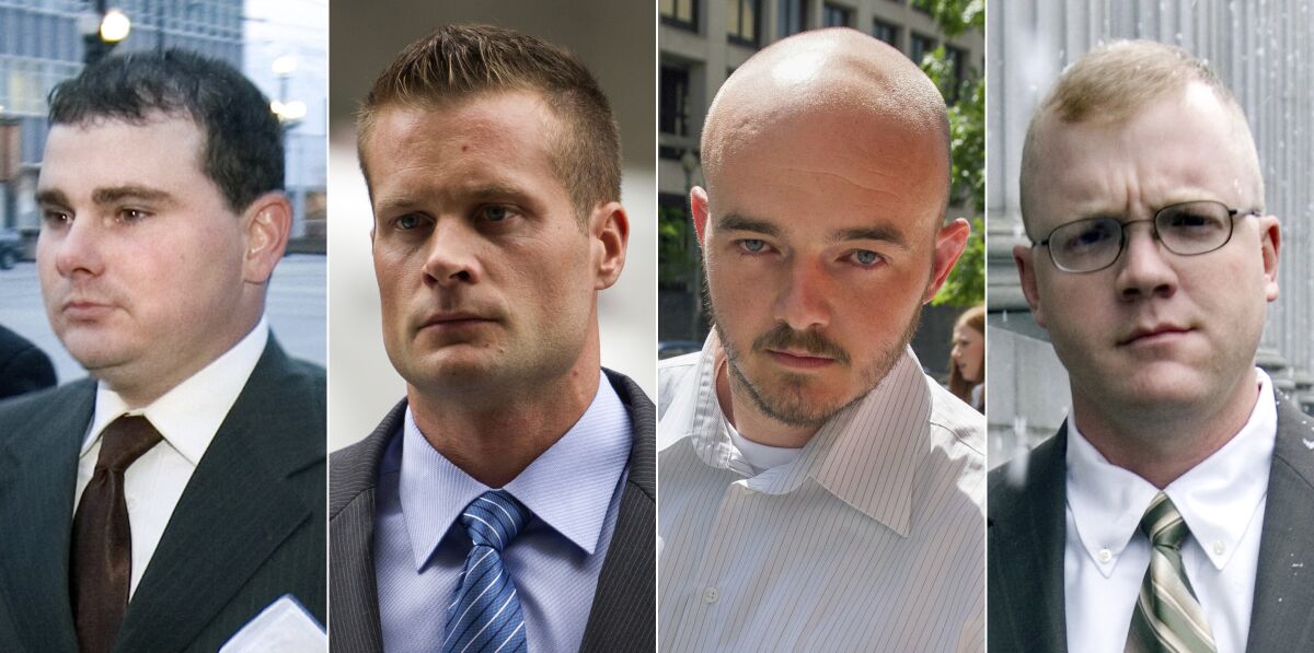 Shown from left are Blackwater guards Dustin Heard, Evan Liberty, Nicholas Slatten and Paul Slough.