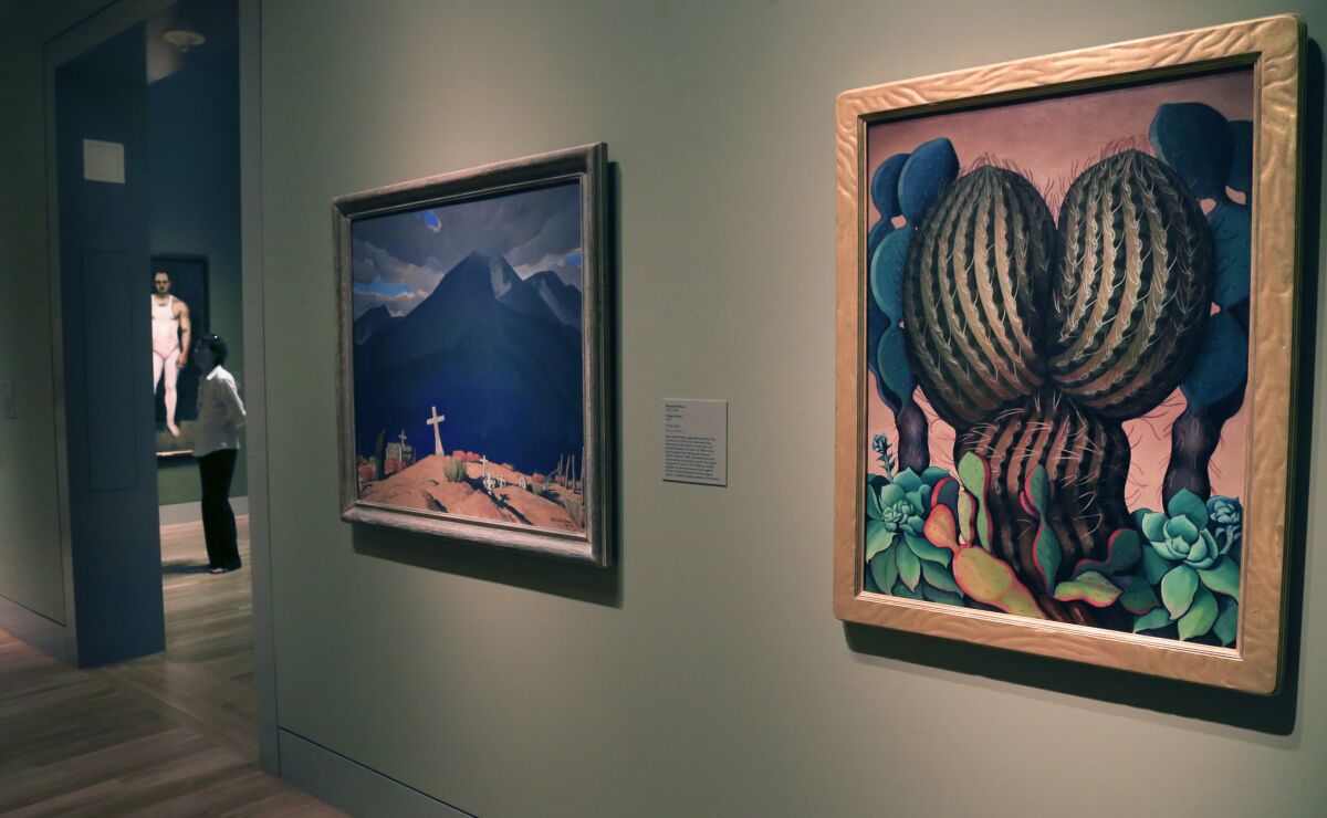 Maynard Dixon's "Campo Santo," 1931-32, and Henrietta Shore's "Cactus" are two paintings in the five new galleries devoted to American art at the Huntington in San Marino.