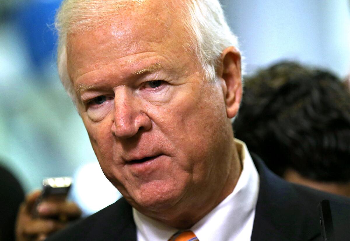 Sen. Saxby Chambliss (R-Ga.), pictured last year, says of the Rev. Goodroe, "Jimmy is very, very well respected, so I think he'll have an impact. But you know immigration is such an emotional issue, and it's not going to be an easy road for him -- even in the evangelical community that probably has more sympathy than some other parts." Chambliss was one of those who voted against the landmark immigration bill.
