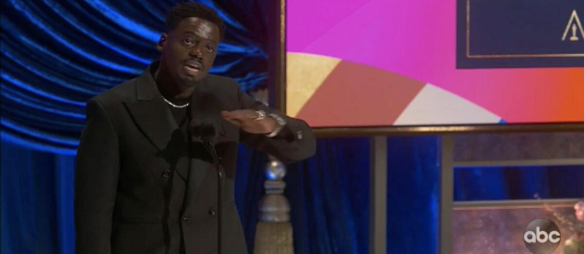 Screenshot of Daniel Kaluuya, winner of the Oscar for Best Supporting Actor for "Judas and the Black Messiah."