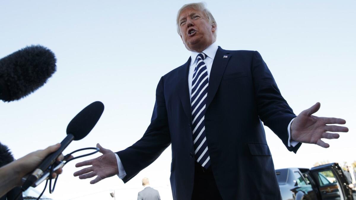 President Trump, pictured Saturday in Nevada, said he's interviewing three women and two men as candidates to replace U.N. Ambassador Nikki Haley.