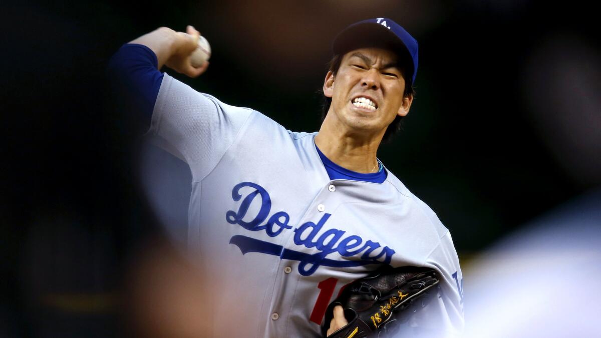 Dodgers starter Kenta Maeda gave up four hits and two runs in 5 2/3 innings Thursday.