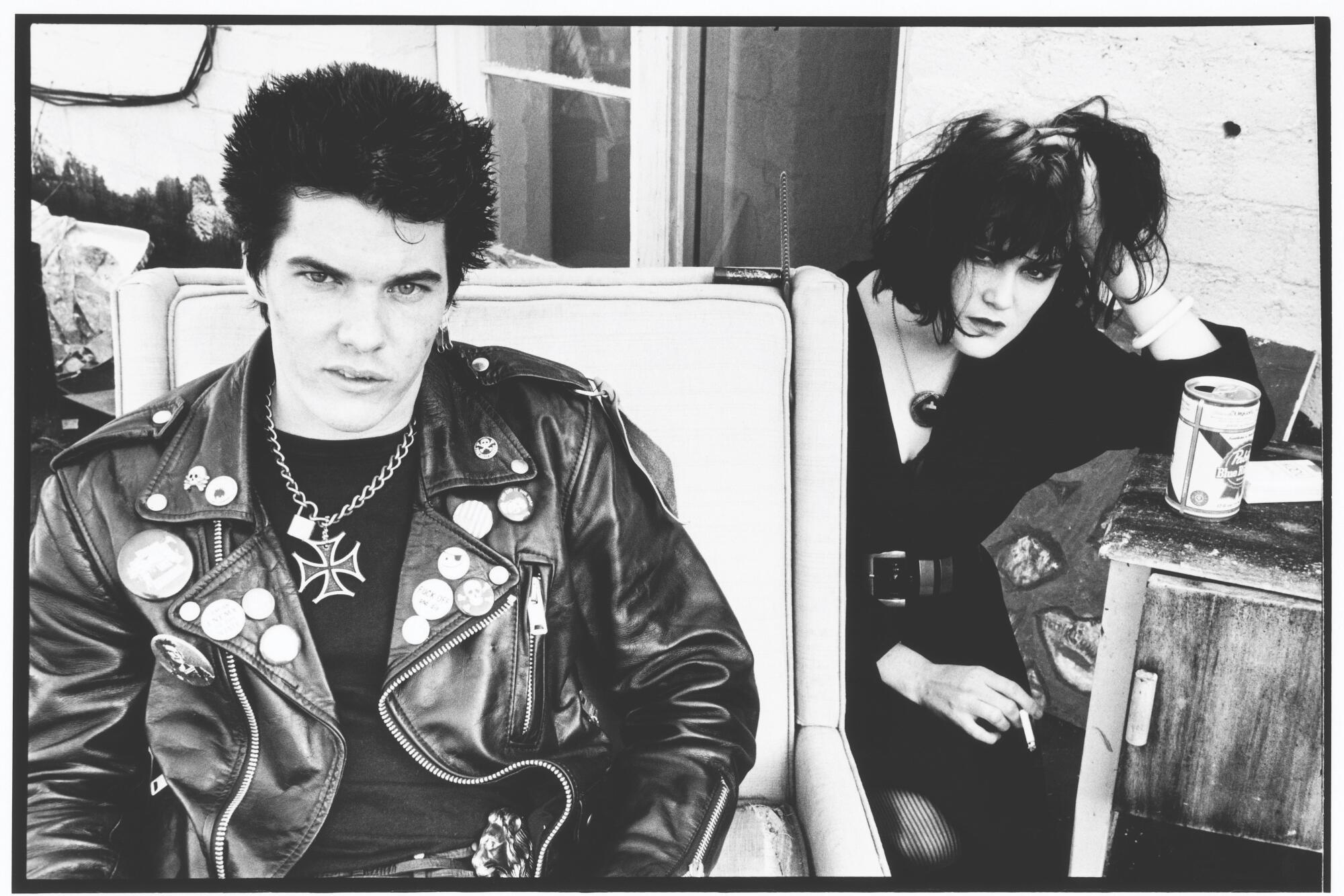 Darby Crash of the Germs and Exene Cervenka of X, on a Hollywood rooftop around the year L.A. punk broke.