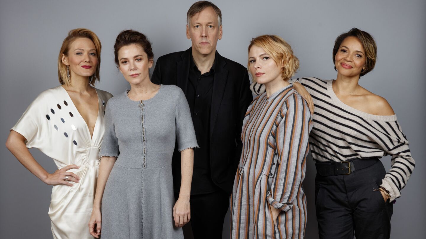 Actress Louisa Krause, actress Anna Friel, director and writer Lodge Kerrigan, director and writer Amy Seimetz, and actress Carmen Ejogo, from the series "The Girlfriend Experience."